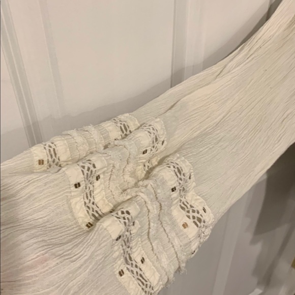 Beautiful Free People Sz L ivory long sleeve shirt - Picture 6 of 9